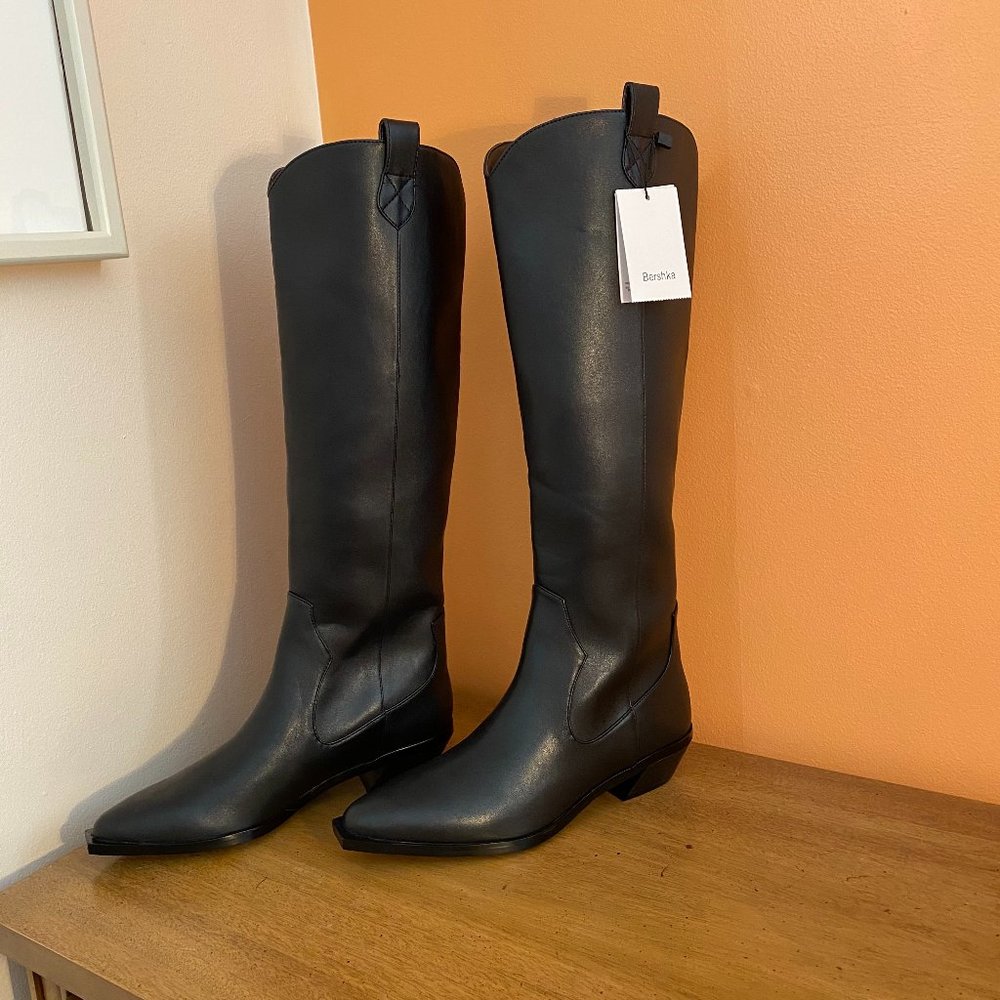 Bershka NWT Black Cowgirl Boots
